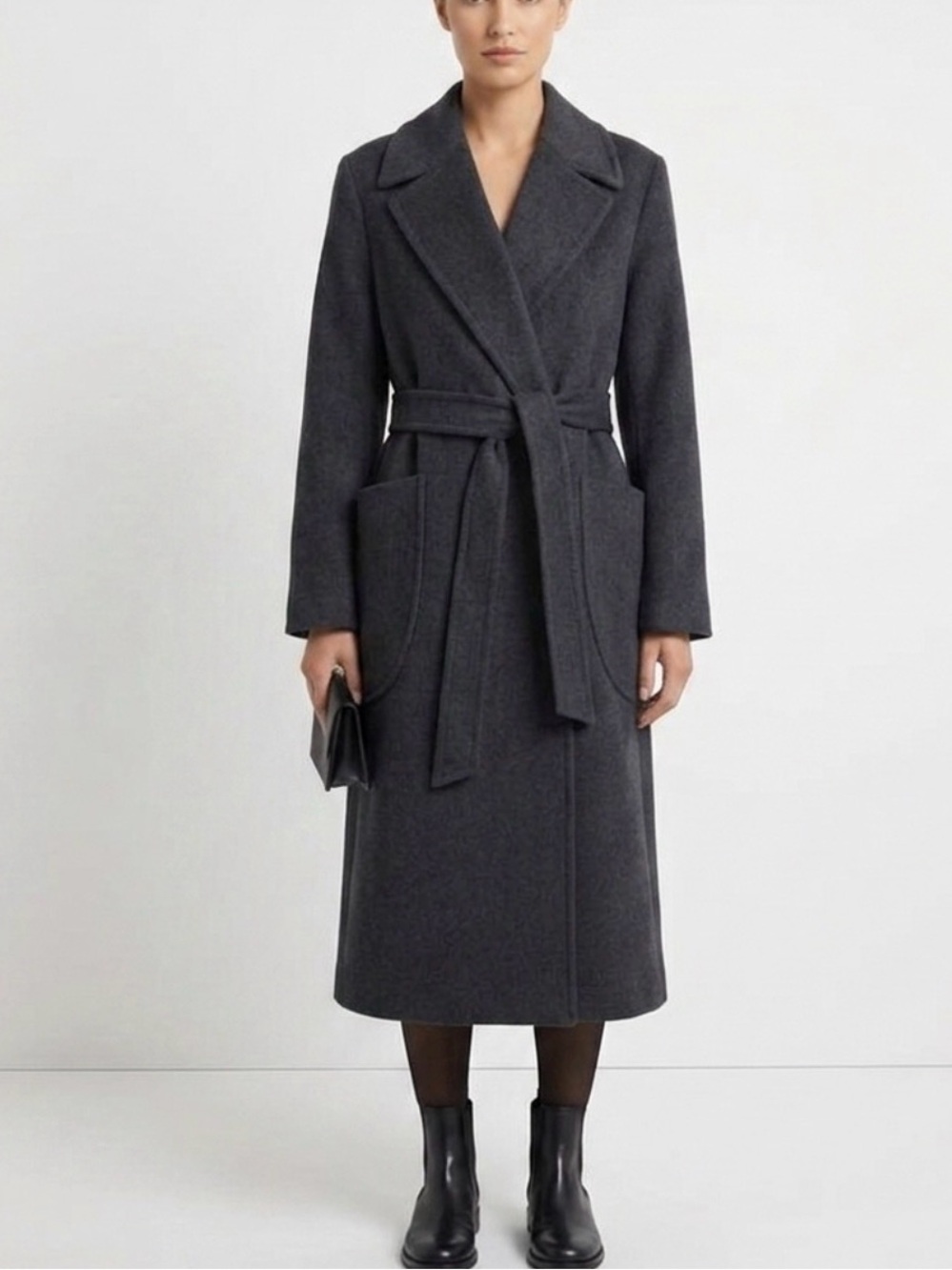 Bernardo Dark Gray Double Breasted Tie Waist Trench Coat Size Medium - Picture 2 of 11